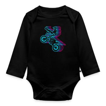 Dirt Biker Vintage Motorrad Kinder Motocross - Baby Bio-Langarm-Body - Schwarz - Vorne