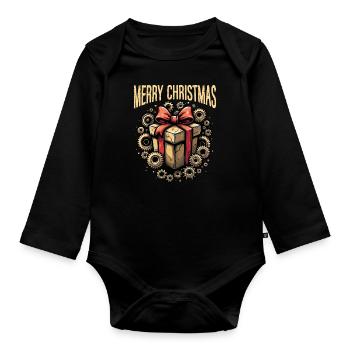 Merry Christmas Steampunk-weihnachten - Baby Bio-Langarm-Body - Schwarz - Vorne