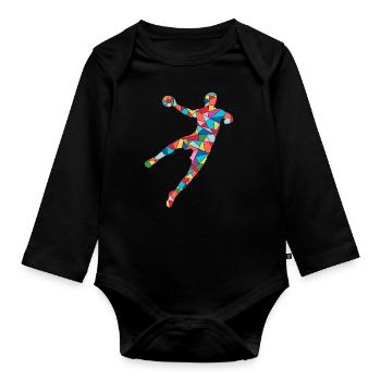 Handball Players Handball Players Men Boys Handball - Organic Longsleeve Baby Bodysuit - black - Front