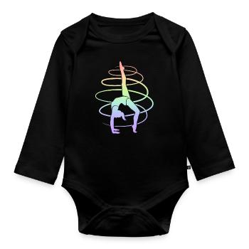 Gymnast Gymnastics Kids Women Girls Gymnastics - Organic Longsleeve Baby Bodysuit - black - Front