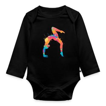 Gymnaste Gymnastique Équilibre sur les mains Filles Gymnastique féminine - Body Bébé bio manches longues - noir - Devant