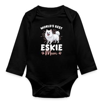 Américain Esquimau Chien Chien Eskie maman - Body Bébé bio manches longues - noir - Devant