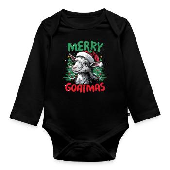 Joyeux Goatmas Drôle Chèvres Noël - Body Bébé bio manches longues - noir - Devant