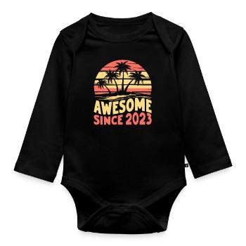 Awesome since 2023 birthday - Organic Longsleeve Baby Bodysuit - black - Front