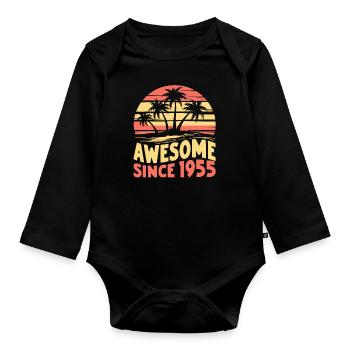 Awesome since 1955 birthday - Organic Longsleeve Baby Bodysuit - black - Front