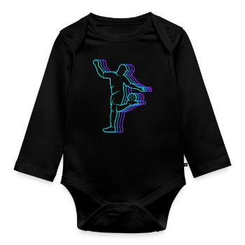 Football vintage enfants football hommes football - Body Bébé bio manches longues - noir - Devant