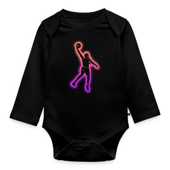Basketballer Kinder Damen Basketball Mädchen - Baby Bio-Langarm-Body - Schwarz - Vorne