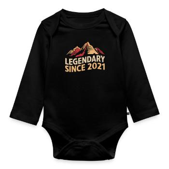 Legendary since 2021 Wanderer Mountain Vintage - Organic Longsleeve Baby Bodysuit - black - Front
