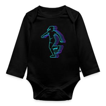 Fussball vintage Fußballerin Damen Fussball Kinder - Baby Bio-Langarm-Body - Schwarz - Vorne