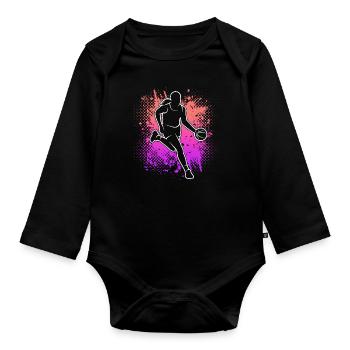 Basketball Kids Women Basketball Girls - Organic Longsleeve Baby Bodysuit - black - Front