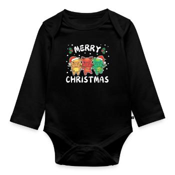 Joyeux Noël Doux Dragon Noël - Body Bébé bio manches longues - noir - Devant
