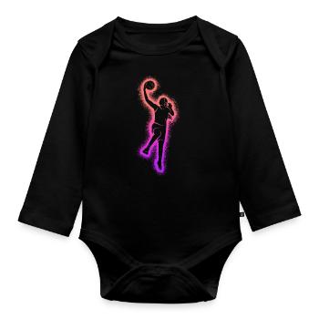 Joueurs de basket-ball Enfants Femmes Basket-ball Filles - Body Bébé bio manches longues - noir - Devant