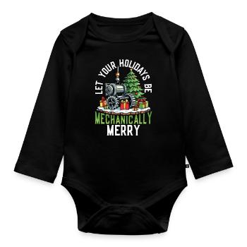 Mechanically Merry Steampunk Weihnachten - Baby Bio-Langarm-Body - Schwarz - Vorne