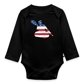 Kayaker Us Flag Kayaking - Organic Longsleeve Baby Bodysuit - black - Front