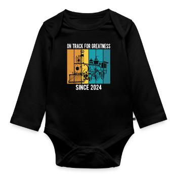 Railroad Worker Locomotive Birthday 2024 Railroad - Organic Longsleeve Baby Bodysuit - black - Front