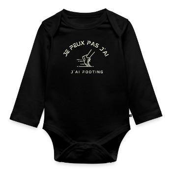 Je peux pas j'ai footing - Body Bébé bio manches longues - noir - Devant