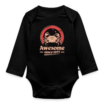 Krebs Sternzeichen Geburtstag Seit 1977 Großartig - Baby Bio-Langarm-Body - Schwarz - Vorne