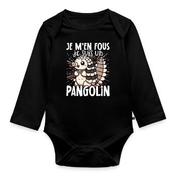Je m'en fous je suis un pangolin - süßes - Baby Bio-Langarm-Body - Schwarz - Vorne