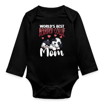 Bearded Collie Dog Beardie Mom - Organic Longsleeve Baby Bodysuit - black - Front