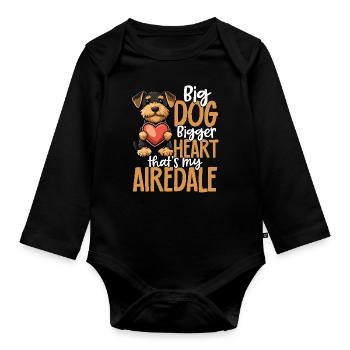 Airedale Terrier Chien Airedale Love - Body Bébé bio manches longues - noir - Devant