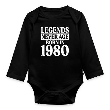 Legends Never Grow Old Birthday 1980 - Organic Longsleeve Baby Bodysuit - black - Front