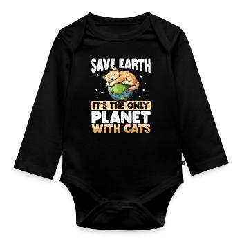 Ist der einzige Planet mit Katzen Earth Day - Baby Bio-Langarm-Body - Schwarz - Vorne