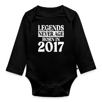 Legends Never Grow Old Birthday 2017 - Organic Longsleeve Baby Bodysuit - black - Front