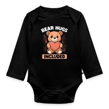 Bear Hugs Included Süß Und Liebevoll - Baby Bio-Langarm-Body - Schwarz - Vorne