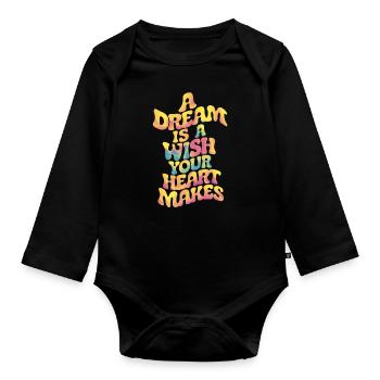 Ein Traum Ist Ein Wunsch Deines Herzens - Baby Bio-Langarm-Body - Schwarz - Vorne
