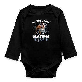 Alapaha Blue Blood Bulldog Groovy Alapaha Dad - Organic Longsleeve Baby Bodysuit - black - Front