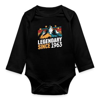 Legendary Since 1963 Vintage Mountain Retro Mountains - Organic Longsleeve Baby Bodysuit - black - Front