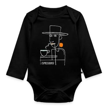 Espressionist - Espresso - Kaffee trinken - Baby Bio-Langarm-Body - Schwarz - Vorne