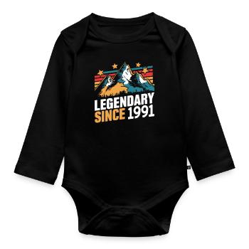 Legendary Since 1991 Vintage Mountain Retro Mountains - Organic Longsleeve Baby Bodysuit - black - Front