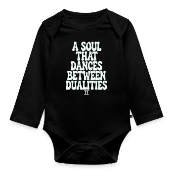 Gemini soul dancing between dualities - Organic Longsleeve Baby Bodysuit - black - Front