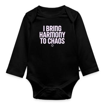 Libra Zodiac Sign: I Bring Harmony - Organic Longsleeve Baby Bodysuit - black - Front