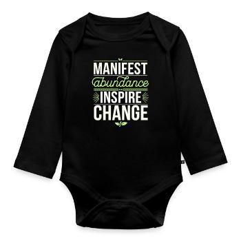 Manifest Abondance Inspirer le Changement Citation - Body Bébé bio manches longues - noir - Devant