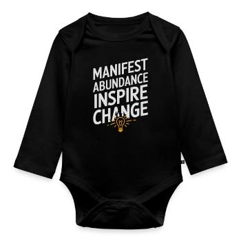 Manifest Abondance Inspirer le Changement Citation - Body Bébé bio manches longues - noir - Devant