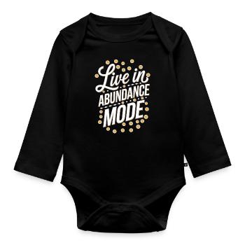 Vivre en mode abondance Citation manifeste - Body Bébé bio manches longues - noir - Devant