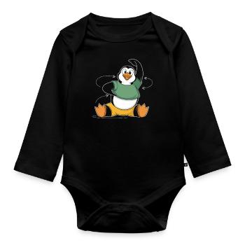 Fitness Gymnastique Pingouin Motivation - Body Bébé bio manches longues - noir - Devant