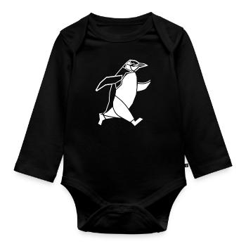 Running Penguin Jogging géométrique - Body Bébé bio manches longues - noir - Devant