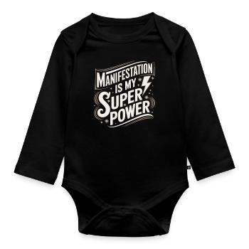 La manifestation est ma citation sur le superpouvoir - Body Bébé bio manches longues - noir - Devant