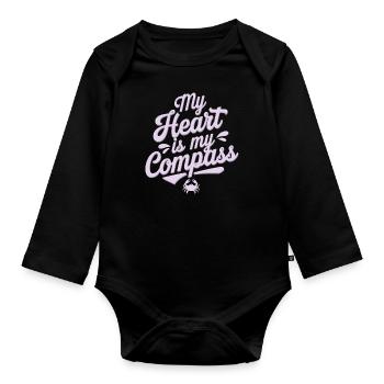 Cancer Zodiac Sign: My Heart Is My Compass - Organic Longsleeve Baby Bodysuit - black - Front