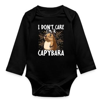 I don't care I'm a capybara - sweet capybara - Organic Longsleeve Baby Bodysuit - black - Front