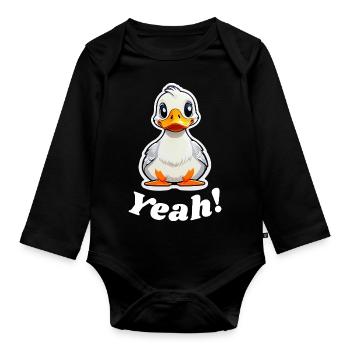 Yeah said by the Duck - Organic Longsleeve Baby Bodysuit - black - Front