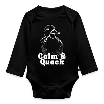 Calm and Quack - Organic Longsleeve Baby Bodysuit - black - Front