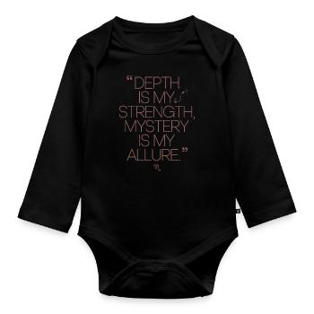 Scorpio character zodiac sign depth is mine - Organic Longsleeve Baby Bodysuit - black - Front