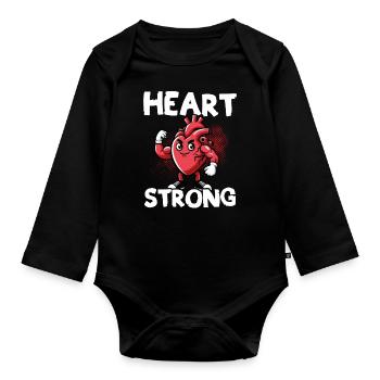 Sensibilisation au ruban rouge Love Your Heart - Body Bébé bio manches longues - noir - Devant