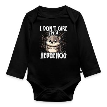 Je m’en fiche je suis un hérisson - hérisson mignon - Body Bébé bio manches longues - noir - Devant