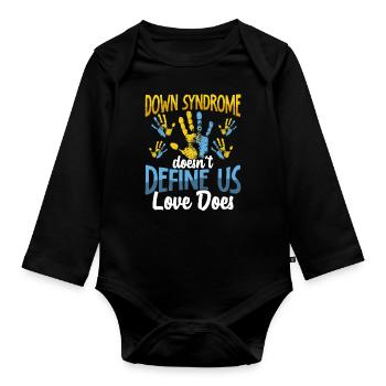 Le syndrome de Down ne nous définit pas - Body Bébé bio manches longues - noir - Devant