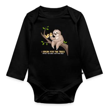 Je parle pour les arbres : militant écologiste - Body Bébé bio manches longues - noir - Devant